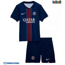 Camisa de Futebol Paris Saint-Germain Equipamento Principal Infantil 2025-26 Manga Curta (+ Calças curtas)